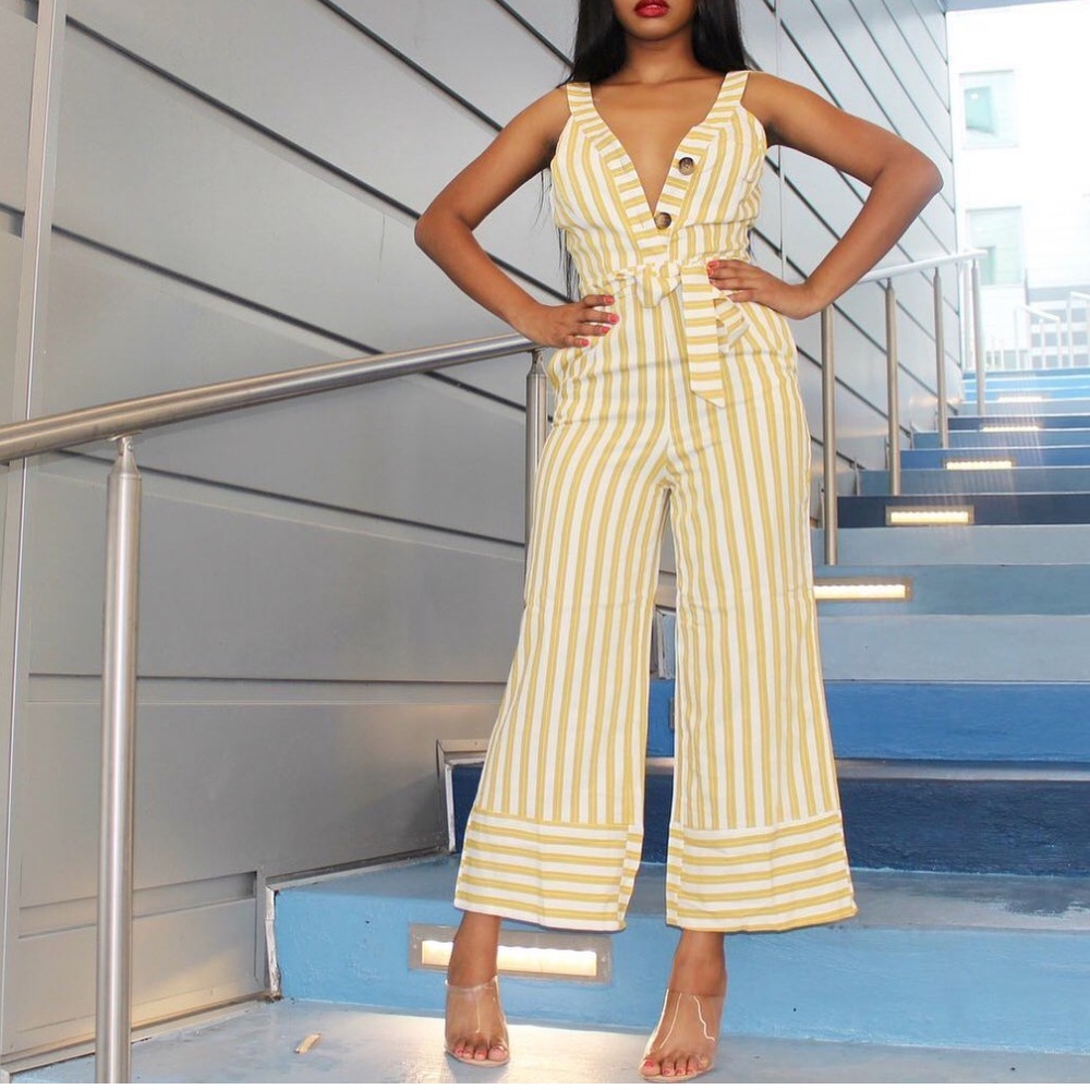 Striped Yellow Jumpsuit